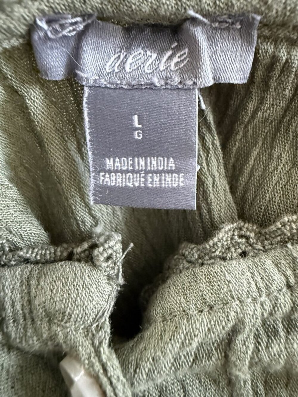 Aerie Dress Green Midi V-Neck Sleeveless Strappy Button Ruffle Cotton L - Picture 3 of 3